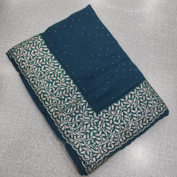 Chiffon Stone work Saree with Big Border | SR185